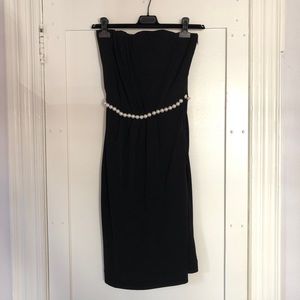 CHANEL Dress: LBD with pearl waist detail Sz 36. Excellent condition